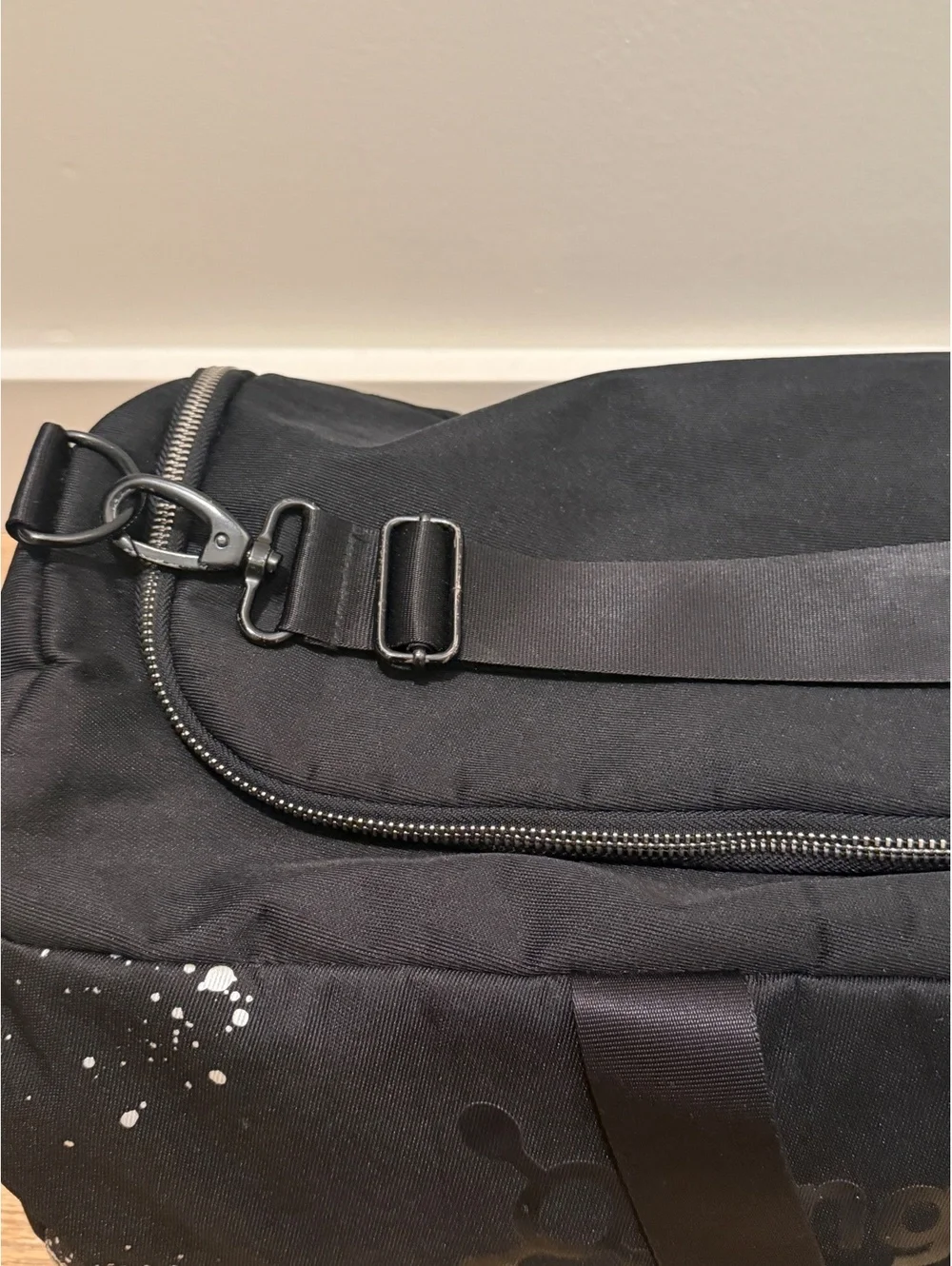 Limited Edition OrangeTheory Black Canvas Duffle Bag with White Splatter Design